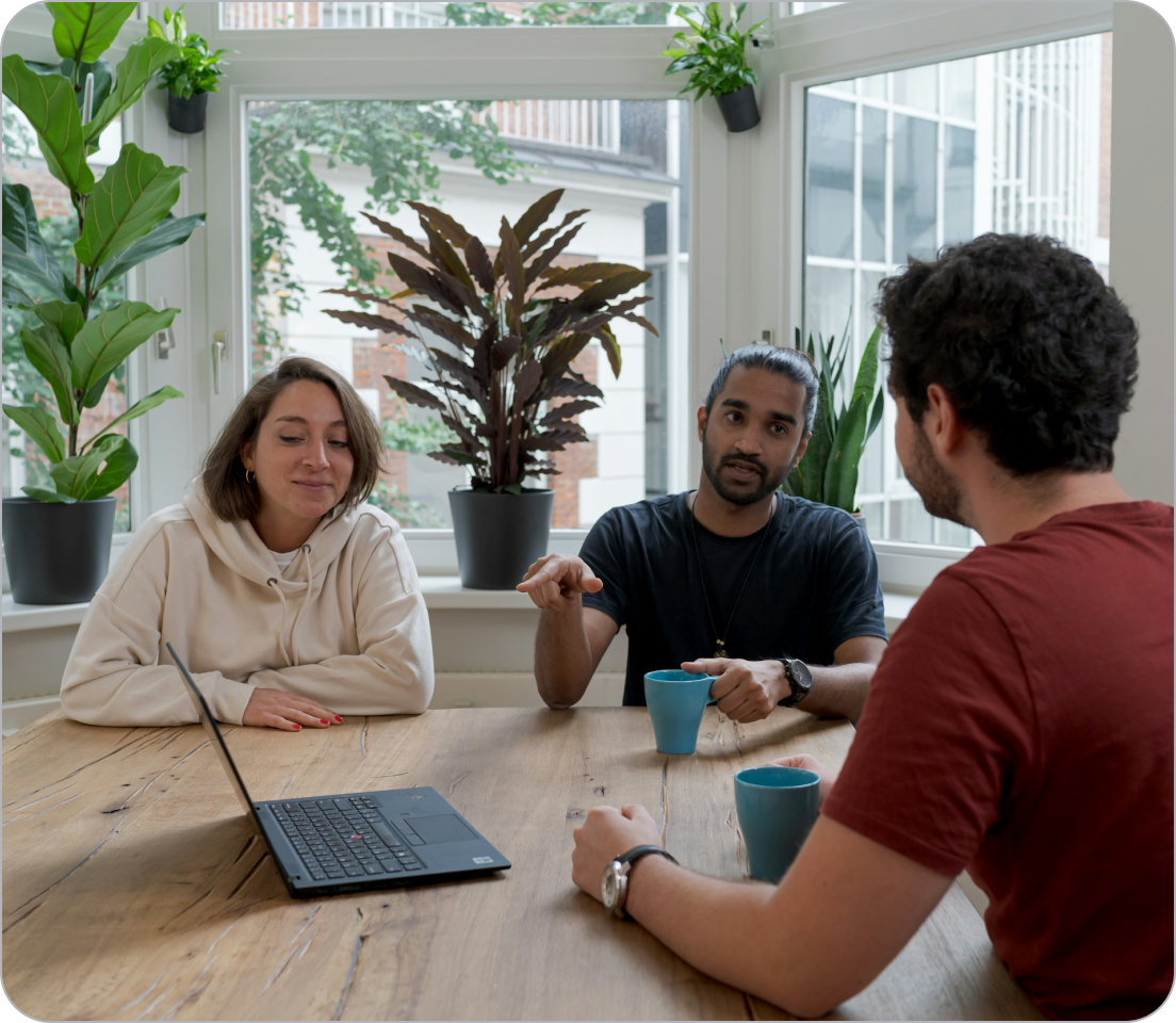 Team collaborating in a modern workspace